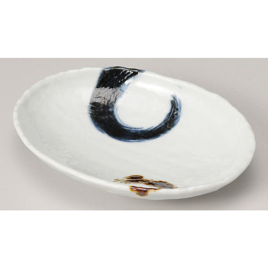☆ 楕円皿 ☆ 濃刷毛石目15.5cm楕円皿 [ 16 x 11.5 x 3.2cm ]