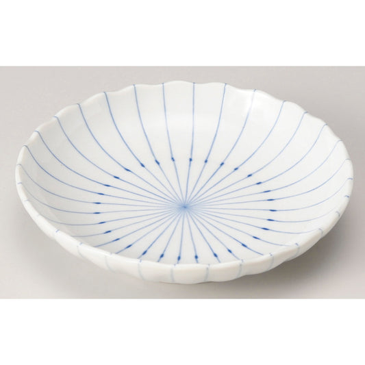 ☆ 和皿 ☆ ピンストライプ菊型5.0皿 [ φ16.3 x 3.5cm ]