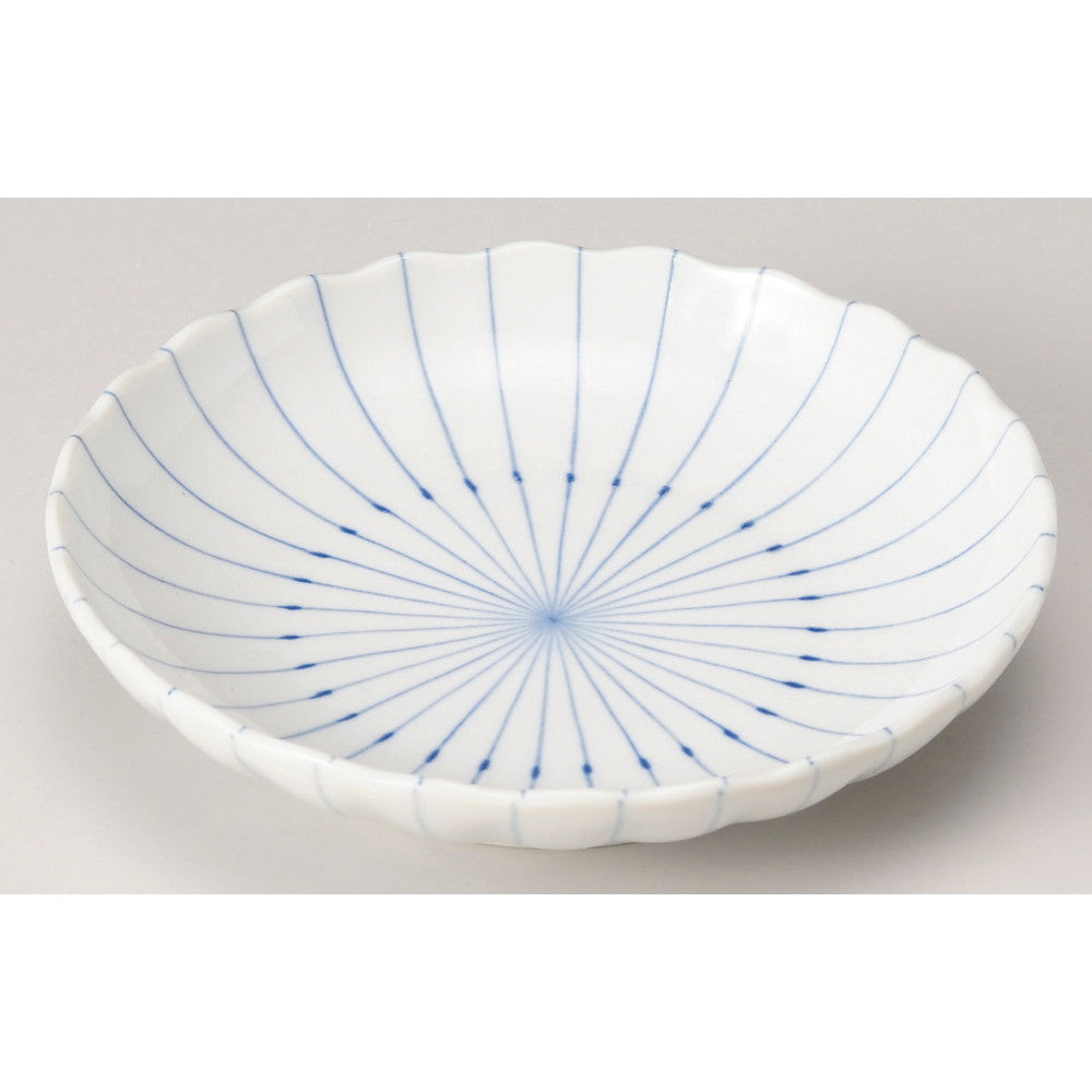 ☆ 和皿 ☆ ピンストライプ菊型5.0皿 [ φ16.3 x 3.5cm ]