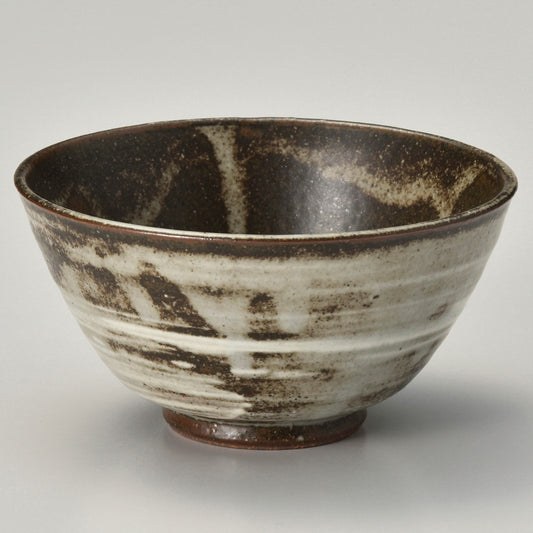 ☆ 飯碗 ☆ 白刷毛目 茶碗(大) [ φ12.3 x 6.2cm ]