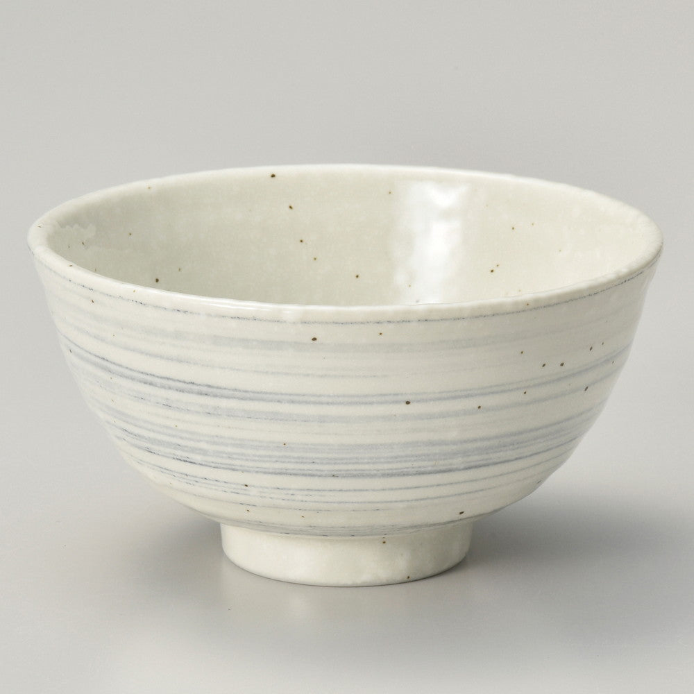 ☆ 飯碗 ☆ 渦粉引グレー茶漬碗 [ φ15 x 7cm ]