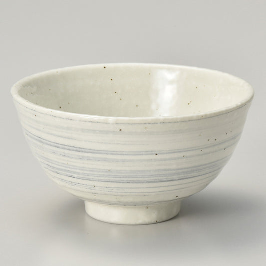 ☆ 飯碗 ☆ 渦粉引グレー大平 [ φ12.7 x 6.7cm ]