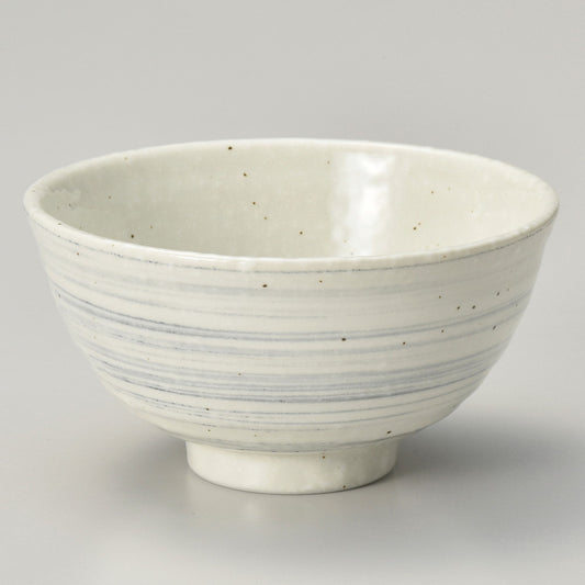 ☆ 飯碗 ☆ 渦粉引グレー中平 [ φ11.2 x 5.5cm ]