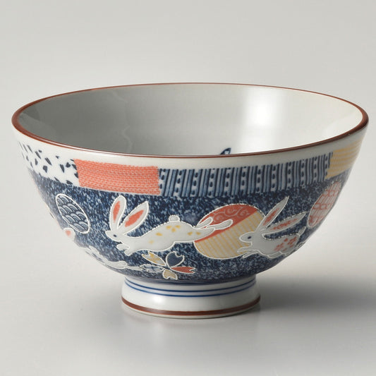 ☆ 飯碗 ☆ 花ゆめうさぎ 毛料 [ φ14.2 x 6.3cm ]