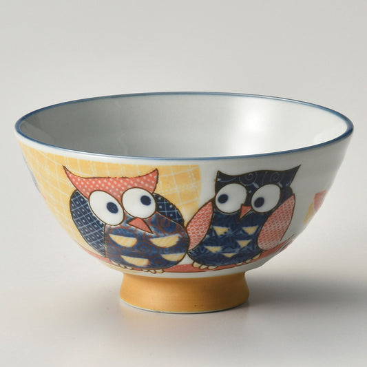 ☆ 飯碗 ☆ 刺し子ふくろう大平 [ φ12.5 x 6.2cm ]