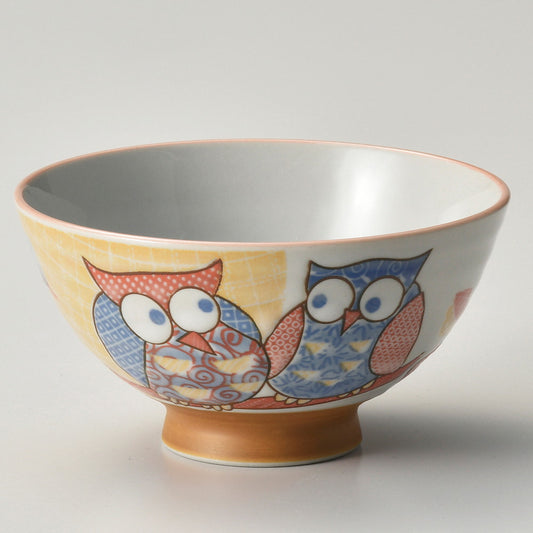 ☆ 飯碗 ☆ 刺し子ふくろう中平 [ φ11.5 x 6.1cm ]