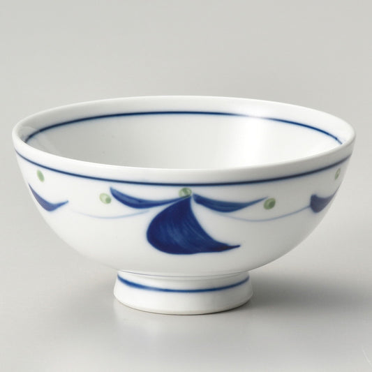 ☆ 飯碗 ☆ 花紋青丸茶碗 [ φ11.5 x 5.7cm ]