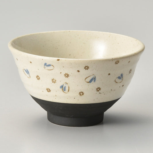 ☆ 飯碗 ☆ いぶしウサギ(青)茶碗 [ φ11.5 x 6.8cm ]
