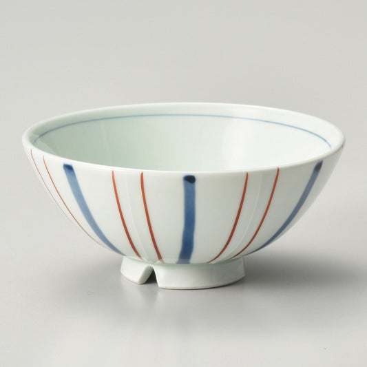 ☆ 飯碗 ☆ 一珍赤絵十草水切り浜中平 [ φ11.5 x 5.6cm ]