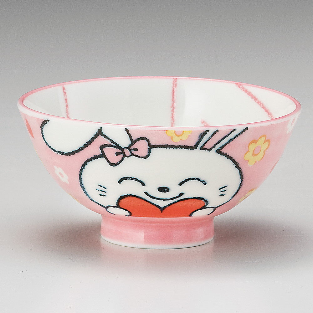 ☆ 飯碗 ☆ ハートピンクウサギ孫平 [ φ10.4 x 5.2cm ]