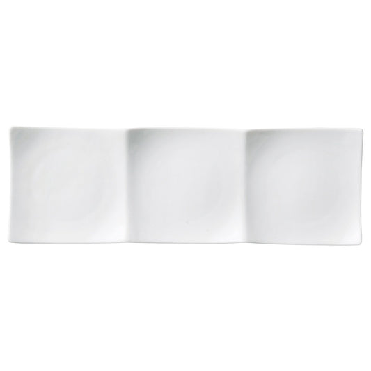 ☆ モダンスタイル ☆ 白磁三品浅口プレート(大) [ 37.2 x 12.5 x 2.4cm ] 【 ホテル レストラン 洋食器 飲食店 業務用 おしゃれ 】