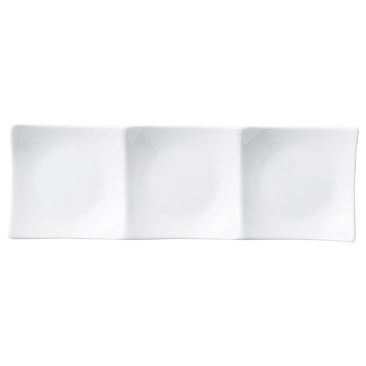 ☆ モダンスタイル ☆ 白磁デューク三品皿 [ 25.2 x 8.4 x 3cm ] 【 ホテル レストラン 洋食器 飲食店 業務用 おしゃれ 】