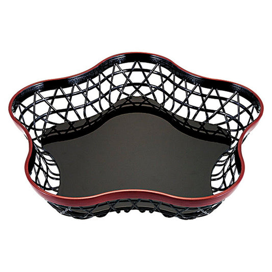☆ 花かご盛器 ☆ (A)尺1ABS花かご 黒渕朱裏黒乾漆 [ 34.5 x 32.3 x 6.2cm ]