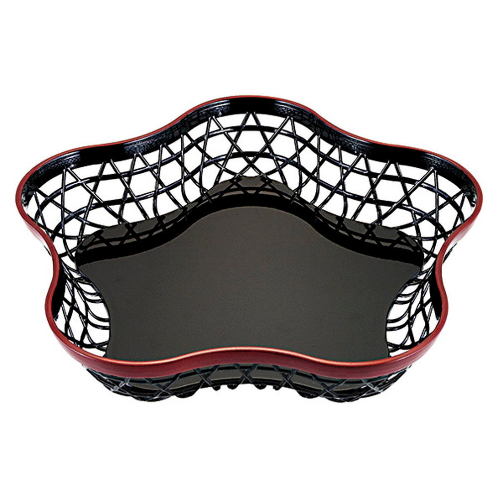 ☆ 花かご盛器 ☆ (A)尺1ABS花かご 黒渕朱裏黒乾漆 [ 34.5 x 32.3 x 6.2cm ]