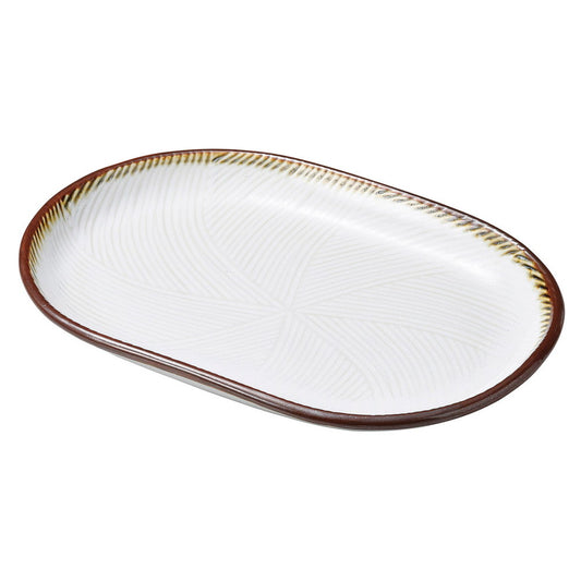 乳白楕円26cm皿 [ 26 x 18.3 x 2.6cm ] [ 楕円皿 ]