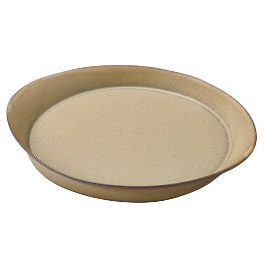 窯変マットベージュ 反り楕円プレート 大 [ 26 x 22 x 2.6cm ] [ 楕円皿 ]