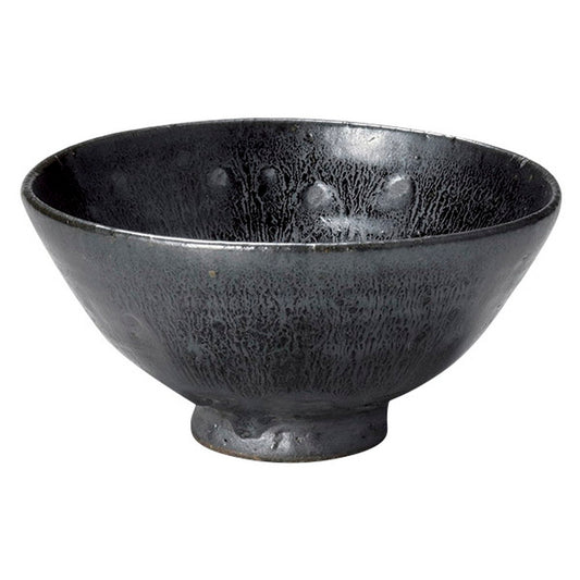黒釉天目流し飯碗 [ φ13 x 6.4cm ]