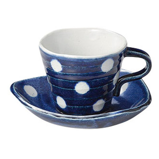 ルリ水玉コーヒー碗皿 [ 12 x 9 x 7.2cm(210cc) ] [ カップ＆ソーサー ]