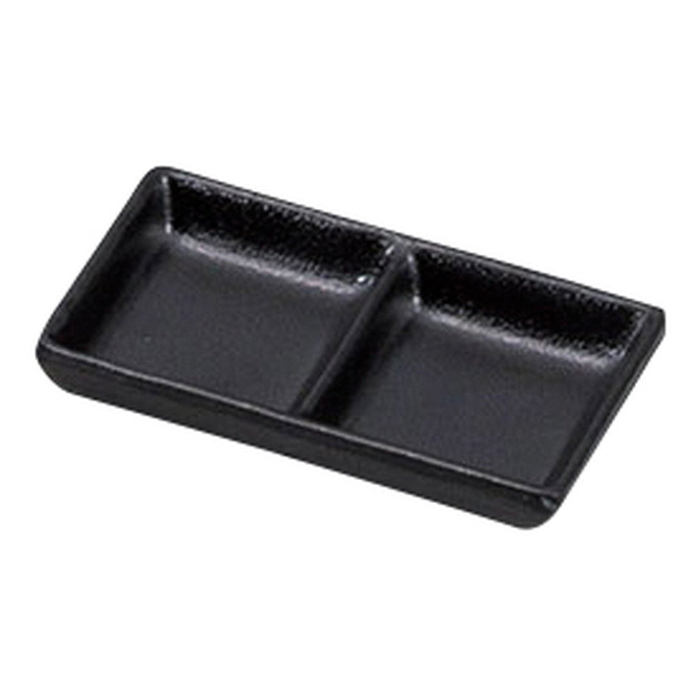 (M)メラミンいぶし釉2点珍味 黒(洗) [ 13.3 x 8.7 x 2.4cm ] [ 薬味皿 ]