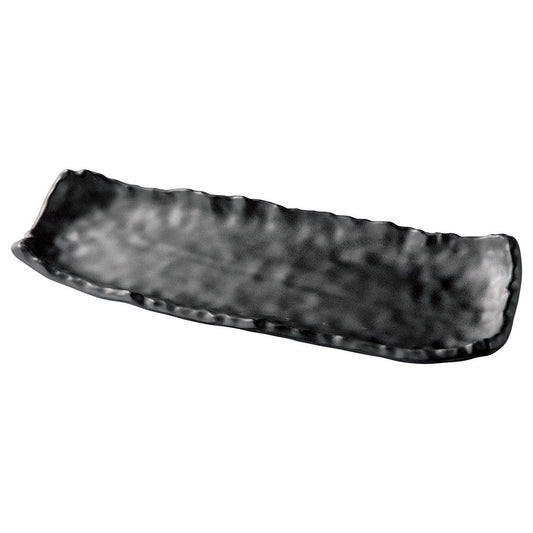 (M)32.5ひねり長角ゆず目皿 黒マット [ 32.5 x 12.4 x 3.4cm ] [ メラミン食器 ]