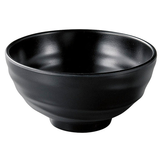(M)ロクロ目ひねり面鉢 黒マットφ13.9 [ φ13.9 x 7.1cm(600cc) ] [ メラミン食器 ]