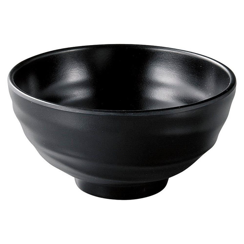 (M)ロクロ目ひねり面鉢 黒マットφ13.9 [ φ13.9 x 7.1cm(600cc) ] [ メラミン食器 ]