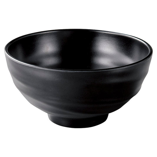 (M)ロクロ目ひねり面鉢 黒マットφ16.4 [ φ16.4 x 8.3cm(900cc) ] [ メラミン食器 ]