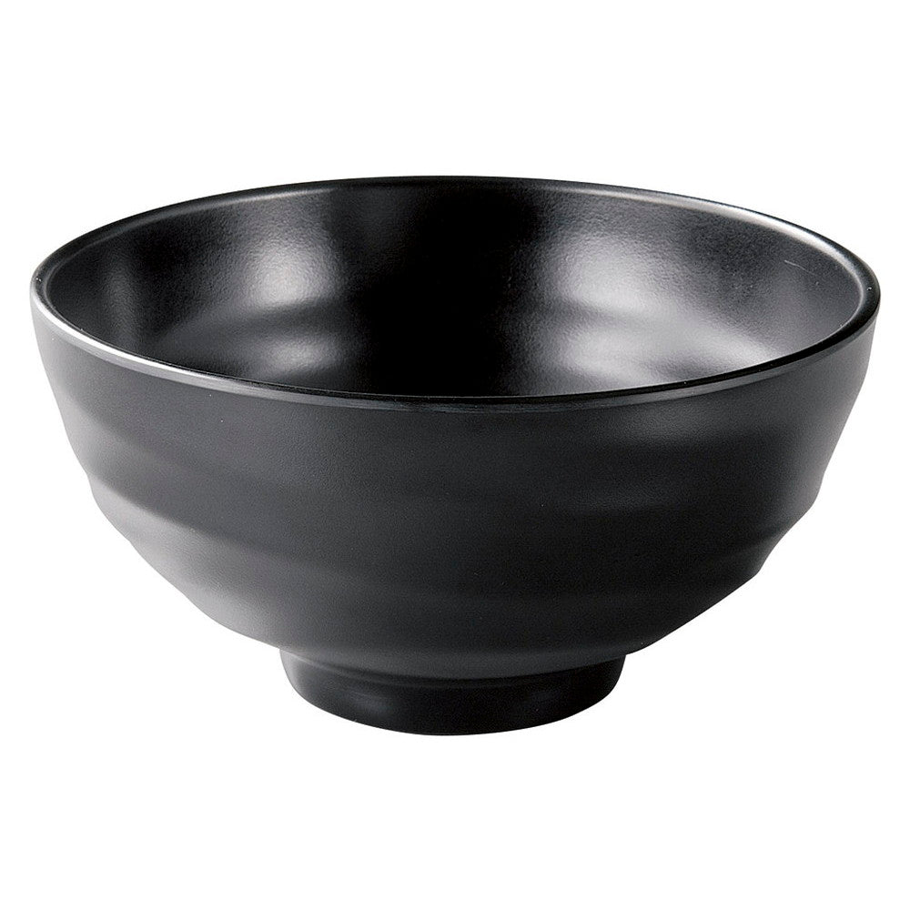 (M)ロクロ目ひねり面鉢 黒マットφ18.9 [ φ18.9 x 9.7cm(1450cc) ] [ メラミン食器 ]