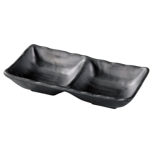 (M)17.7ひねり二ツ切鉢 黒マット [ 17.7 x 8.9 x 3.8cm ] [ メラミン食器 ]