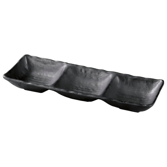 (M)26.5ひねり三ツ切鉢 黒マット [ 26.5 x 8.9 x 3.7cm ] [ メラミン食器 ]