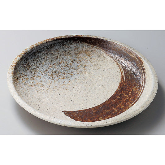 ☆ 丸中皿 ☆ 志野サビ刷毛括り手8.0皿 [ φ24.9 x 3.6cm ]
