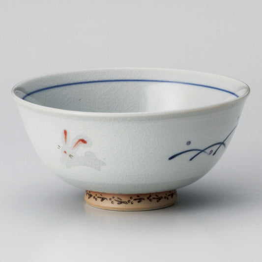 ☆ 飯碗 ☆ 粉引ウサギ大平 [ φ12.5 x 5.8cm ]