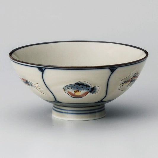 ☆ 飯碗 ☆ 撥水魚中平 [ φ11.8 x 5.2cm ]