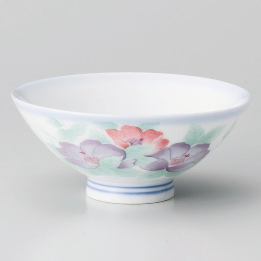 ☆ 飯碗 ☆ 白磁彩花中平 [ φ11.8 x 4.8cm ]