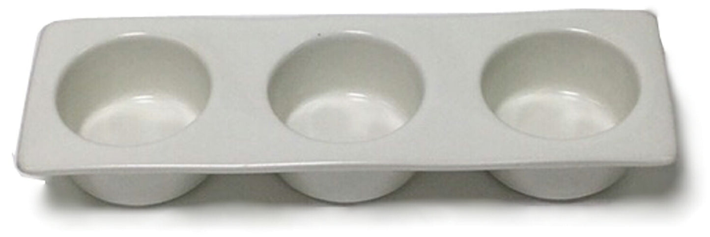 ☆ 酒器 ☆利キ酒三品トレー (白マット) [ 21 x 7 x 3cm 320g ]