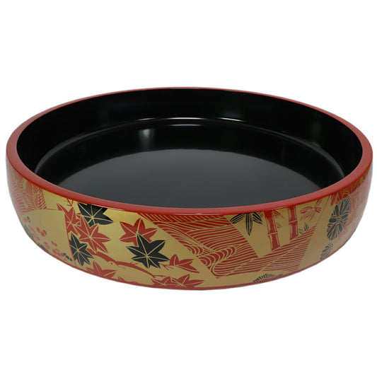 寿司 D.Xﾀｲｺ型すし桶朱に扇面8寸 [24.5φ x 6.3cm] ABS樹脂 (7-457-2)