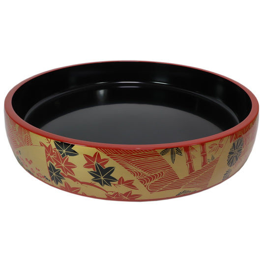 寿司 D.Xタイコ型すし桶朱に扇面尺3寸 [40.0φ x 7.6cm] ABS樹脂 (7-457-2)