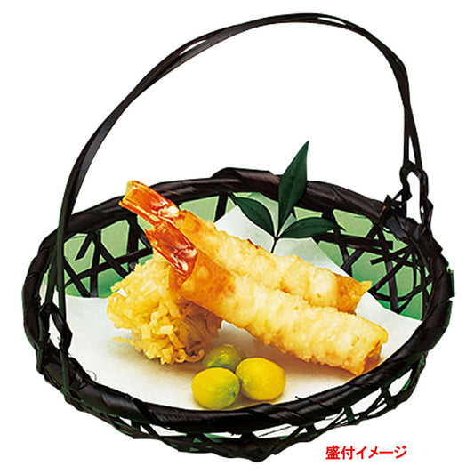 溜塗り若菜篭 (小) [ 約Φ14 x H15(2.8)cm ] 竹製品