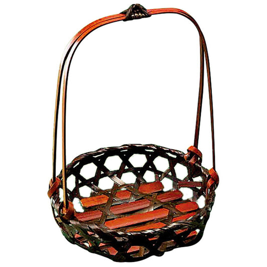 柄付珍味篭 (黒) [ 約Φ12 x H18(3.4)cm ] 竹製品