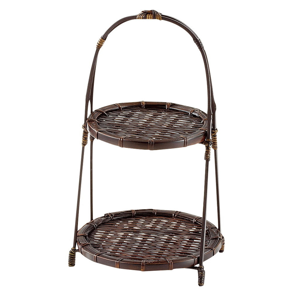 ワンタッチあけぼの二段篭 大 [ 約Φ21(18) x H32cm ] 竹製品